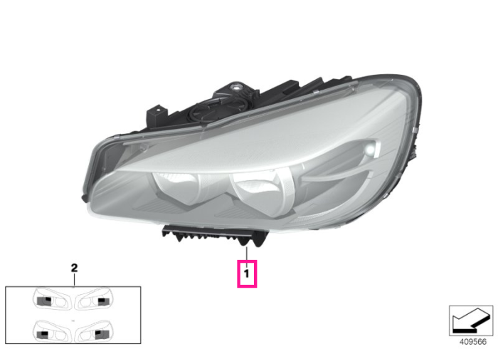  Far LED, dreapta - BMW Seria 2 F45 F46