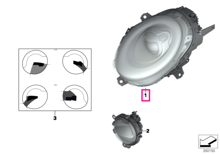  Far tehnologie LED, Dreapta - Mini Cabrio F57, Clubman F54, F55, F56 - intre 01.07.2015 si 28.02.2018	