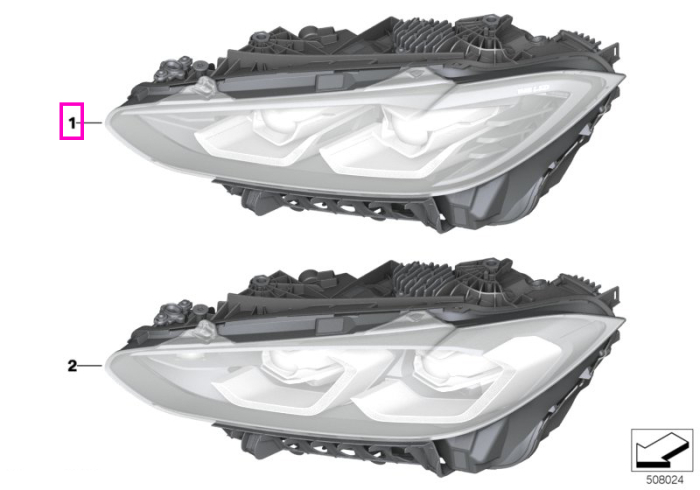  Far LED, dreapta - BMW Seria 3 G80 G81 M3, Seria 4 G22 G23 G26 G82 G83 M4, i4 G26 - fara ShadowLine