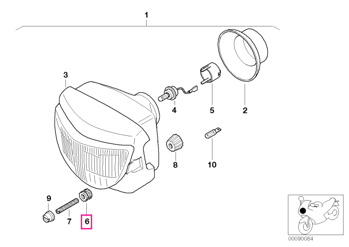 Piulita reglare, ansamblu far - BMW R13 (F 650 GS, GS Dakar), R13 (G 650 GS)