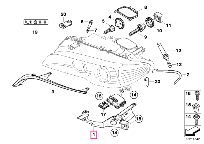 Suport inferior far, stanga - BMW Seria 3 E46