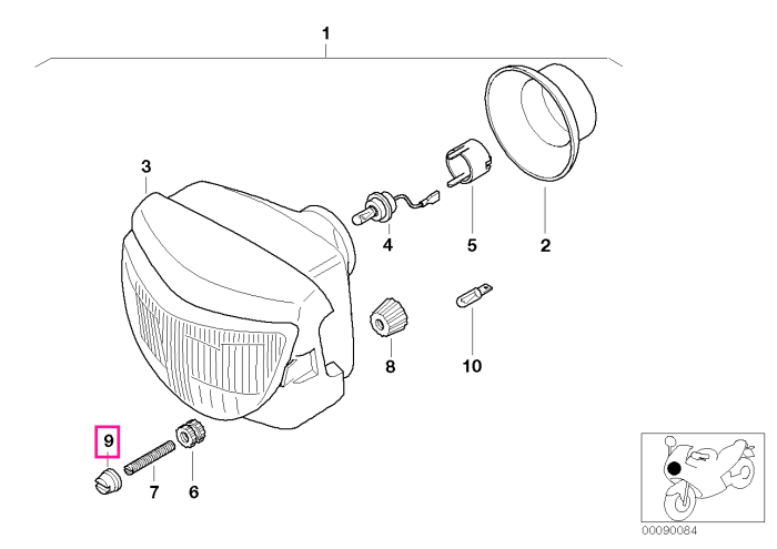 Element/Bucsa prindere, far - BME Motorrad R13 (F 650 GS, GS Dakar), R13 (G 650 GS)