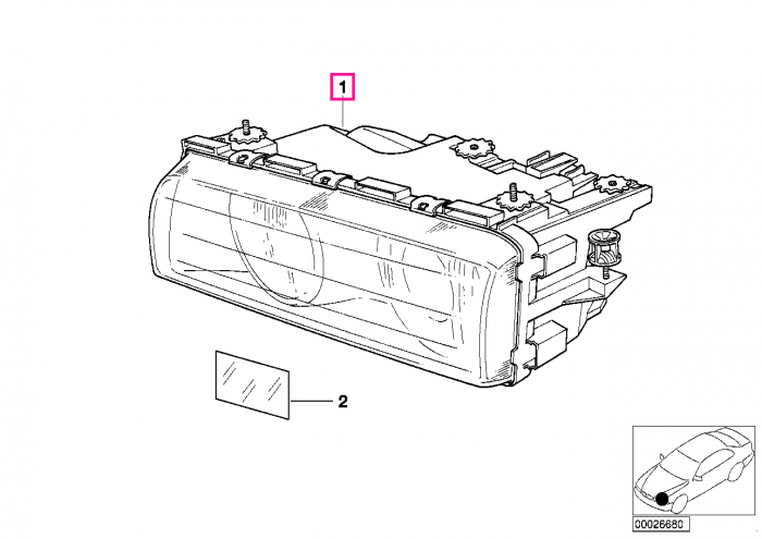 Far Xenon, stanga - BMW Seria 7 E38