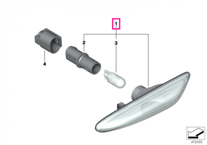  Lampa aditionala semnalizare, lumina galbena, pe aripa stanga - BMW X3 E83	