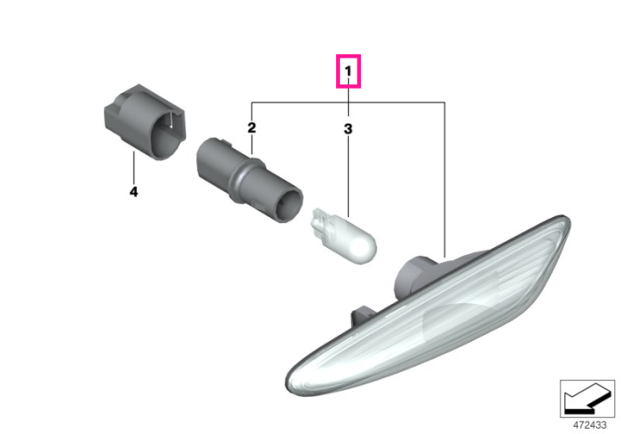  Lampa aditionala semnalizare, lumina galbena, pe aripa dreapta - BMW X3 E83