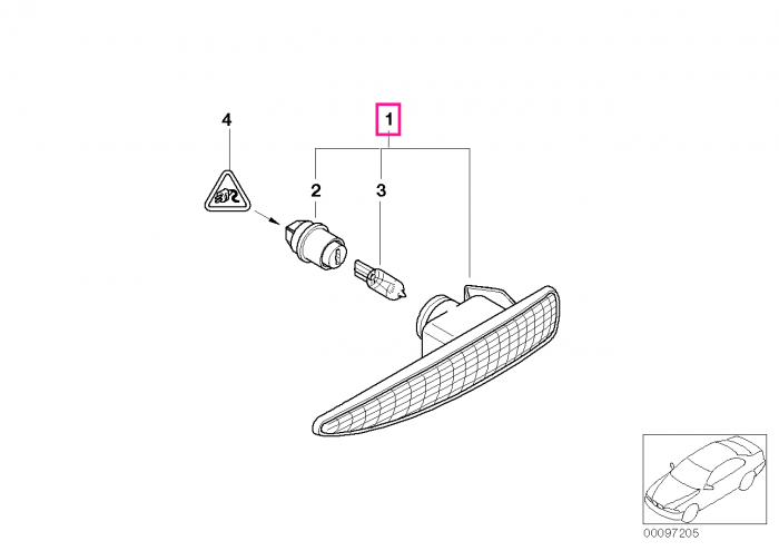  Lampa semnal lumina galbena, pe aripa dreapta - BMW Seria 7 E65 E66