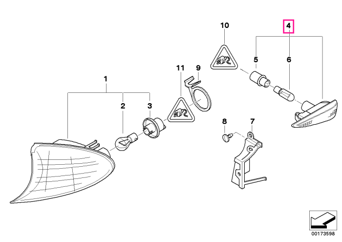 Semnalizator lateral auxiliar, lumina galbena, aripa stanga (titan) - BMW Seria 3 E46