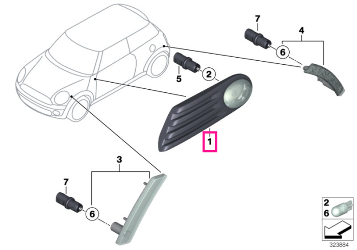 Indicator semnalizare aditional, lateral, stanga - Mini Cabrio R57, Clubman R55, R56