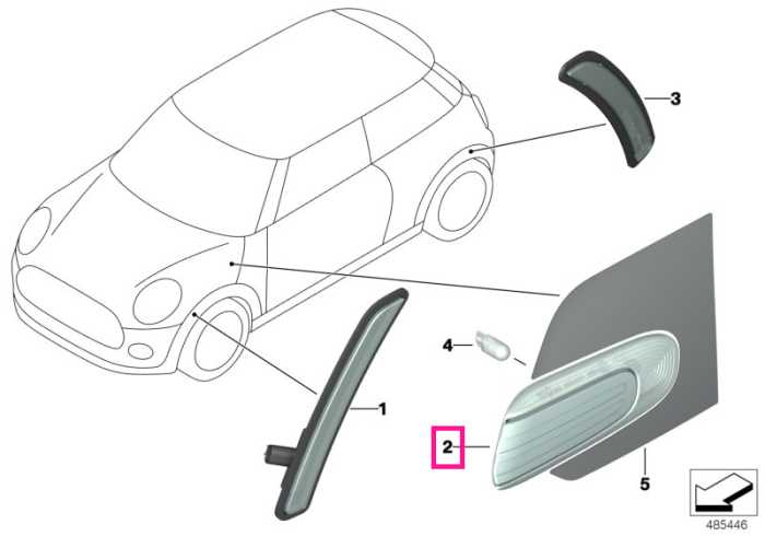 Lampa laterala semnal, stanga, alb - Mini Cabrio F57, F55, F56