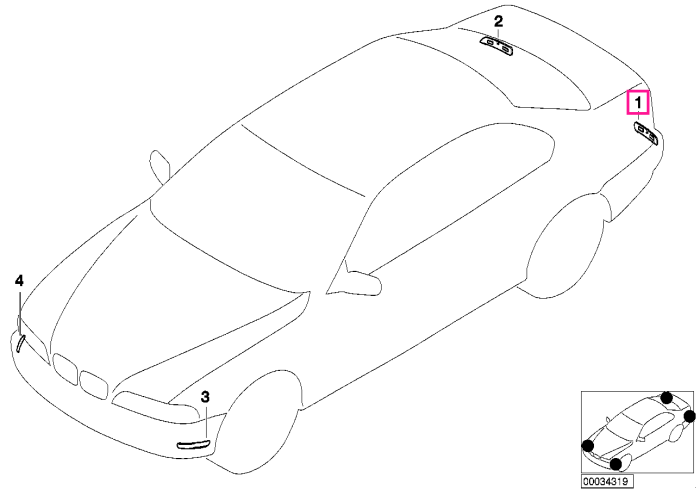 Ornament reflectorizant bara spate, stanga - BMW Seria 3 E46