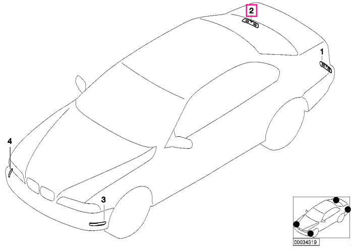  Ornament reflectorizant bara spate, dreapta - BMW Seria 3 E46	