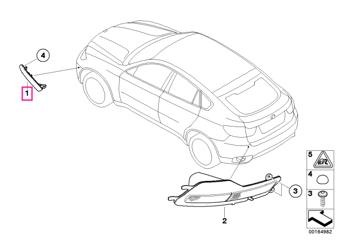 Ornament reflectorizant, stanga, fata - BMW X5 E70, X6 E71 E72