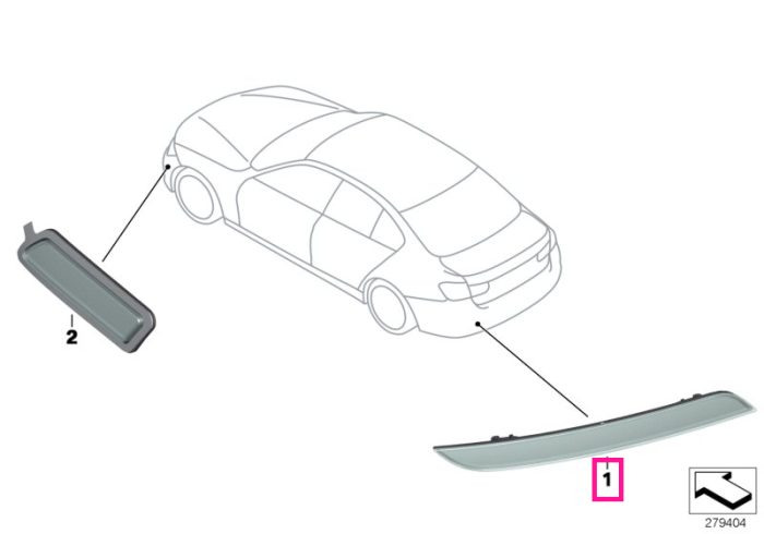 Ornament reflectorizant bara spate, stanga - BMW Seria 3 F30 F31