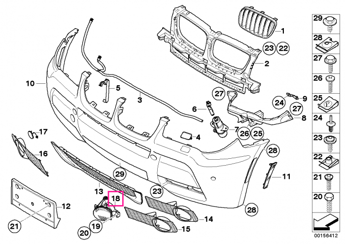 Proiector ceata, stanga - BMW Seria 1 E81 E82 E87 E88, X1 E84, X3 E83, X5 E70 - cu pachet M