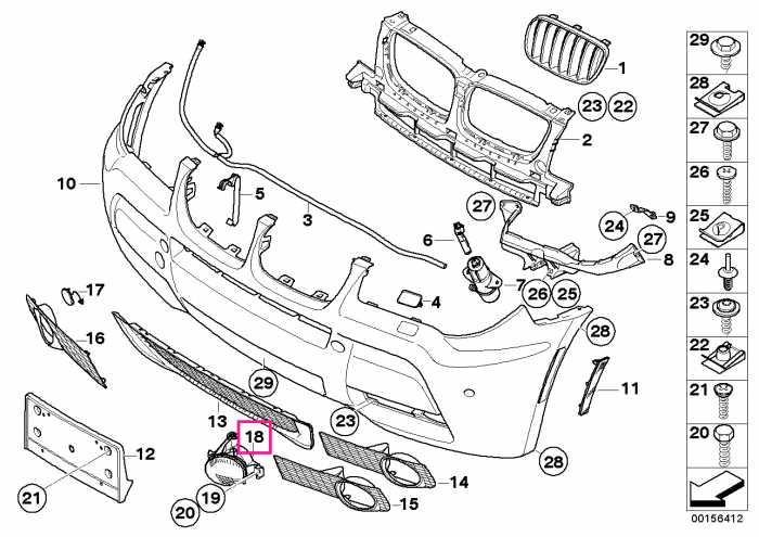 Proiector ceata, stanga - BMW X1 E84, X3 E83, X5 E70 - cu pachet M si faruri adaptive