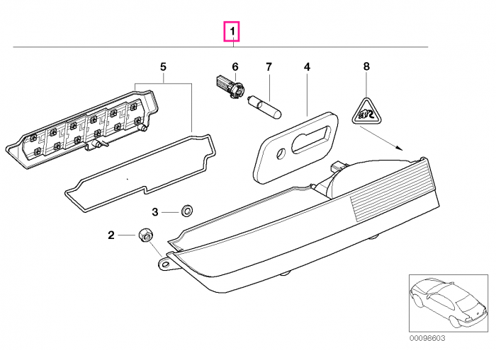 Lampa stop stanga, pe capota portbagaj - BMW Seria 7 E65 E66