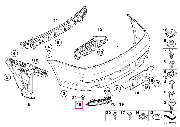 Lampa stop stanga, pe bara spate - BMW Seria 6 E63 E64