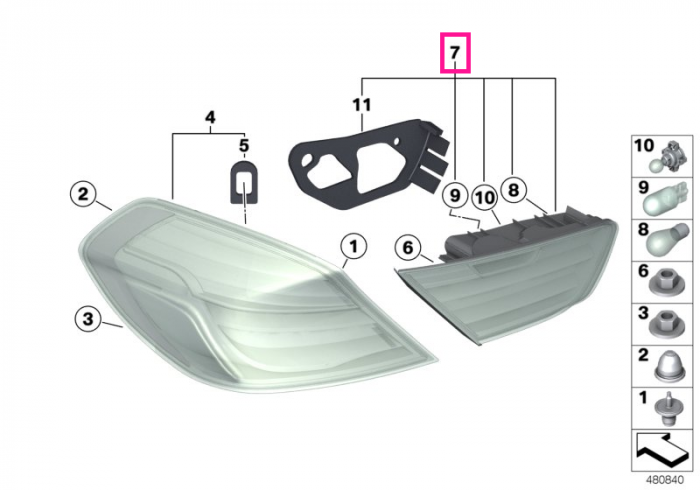 Lampa stop stanga, pe capota portbagaj - BMW Seria 6 F06 F12 F13