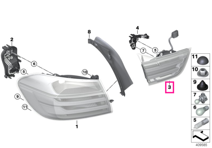 Lampa stop stanga, pe capota portbagaj - BMW Seria 4 F32 F33 F36 F83 M4