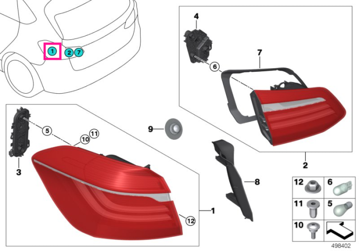 Lampa stop, pe aripa spate, stanga - BMW Seria 2 F45 Active Tourer - pana la 29.02.2016