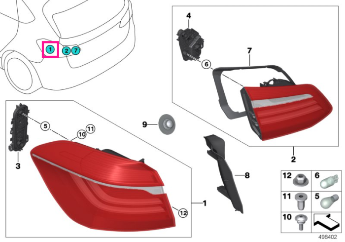  Lampa stop, pe aripa spate, dreapta - BMW Seria 2 F45 Active Tourer - pana la 29.02.2016