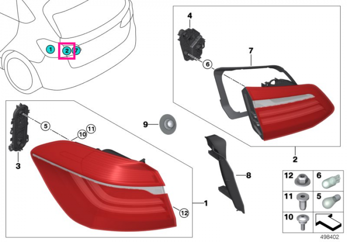  Lampa stop, pe hayon, dreapta - BMW Seria 2 F45 Active Tourer	