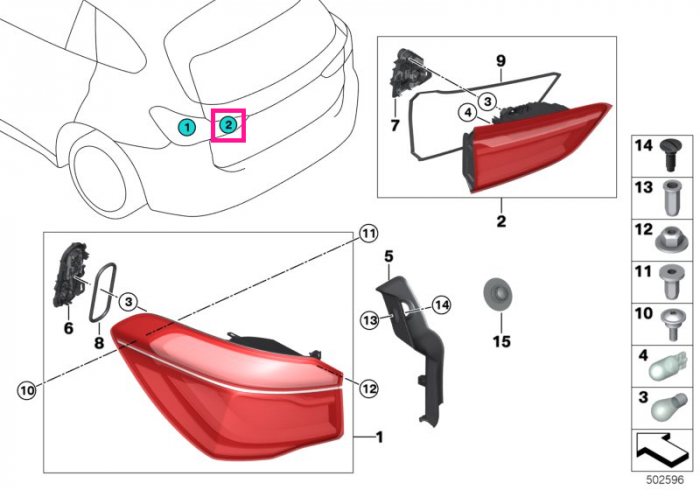  Lampa stop stanga, pe capota portbagaj - BMW X1 F48/F48 LCI