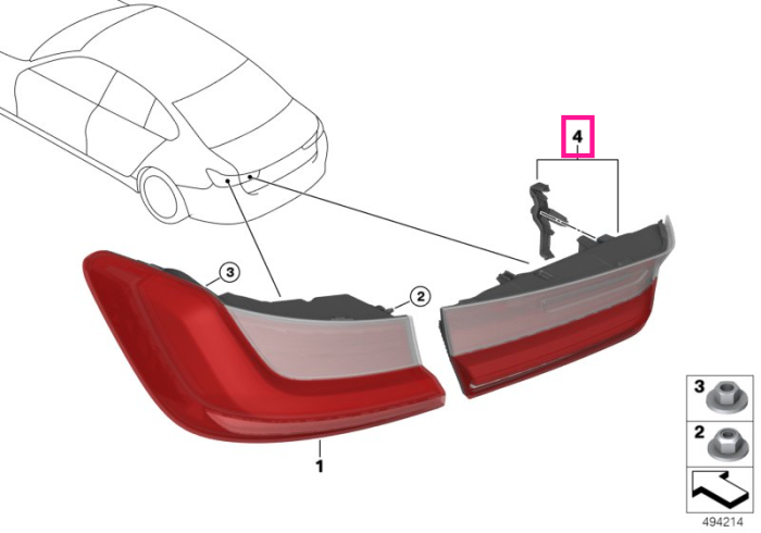  Lampa stop stanga, pe capota portbagaj - BMW Seria 3 G20 G21 G28 G80 M3 - pana la 30.06.2021