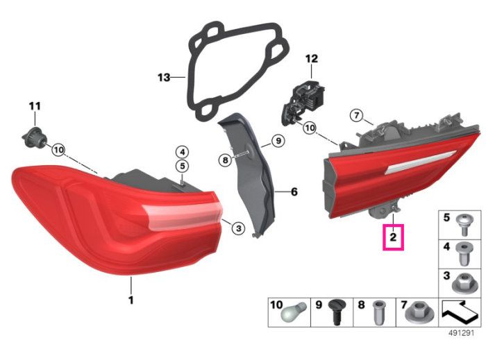 Lampa stop stanga, pe capota portbagaj - BMW X2 F39 - pana la 29.02.2020