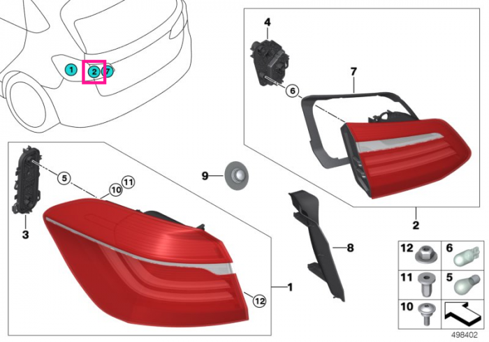  Lampa stop, pe capota portbagaj, dreapta - BMW Seria 2 F45 Active Tourer