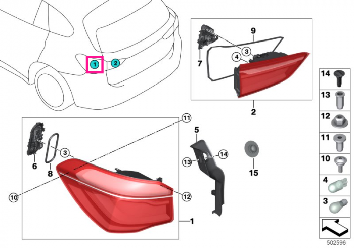  Lampa stop, pe aripa stanga - BMW X1 F48/F48 LCI