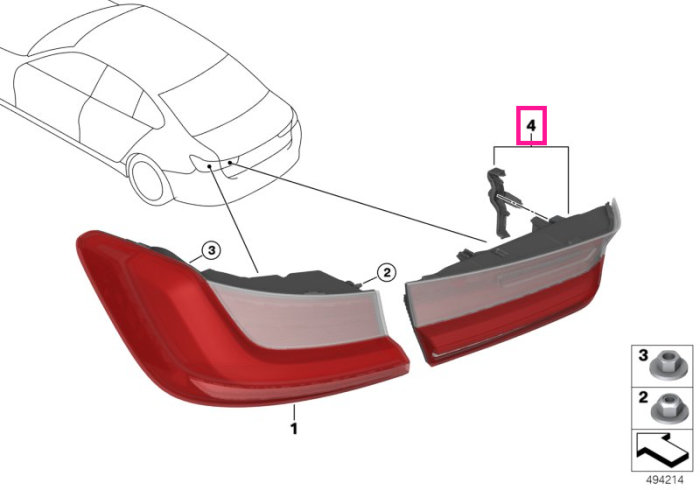  Lampa stop dreapta, pe capota portbagaj - BMW Seria 3 G20 G21 G28 G80 M3 - pana la 30.06.2021	