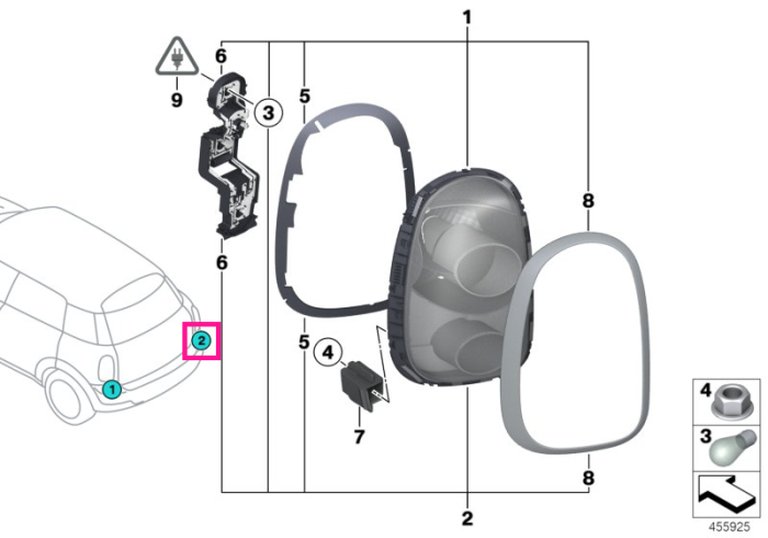  Lumina spate/Stop dreapta - Mini Countryman R60 - RHD (volan dreapta)