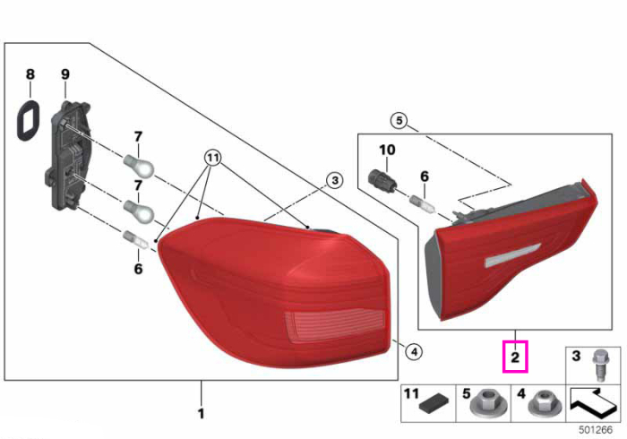 Lampa stop stanga, pe capota portbagaj - BMW X3 G01 G08