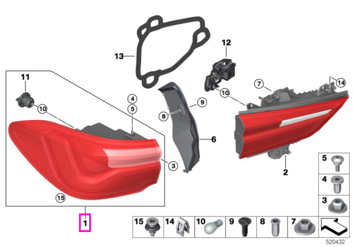  Lampa stop, pe aripa stanga - BMW X2 F39 - de la 01.03.2020	