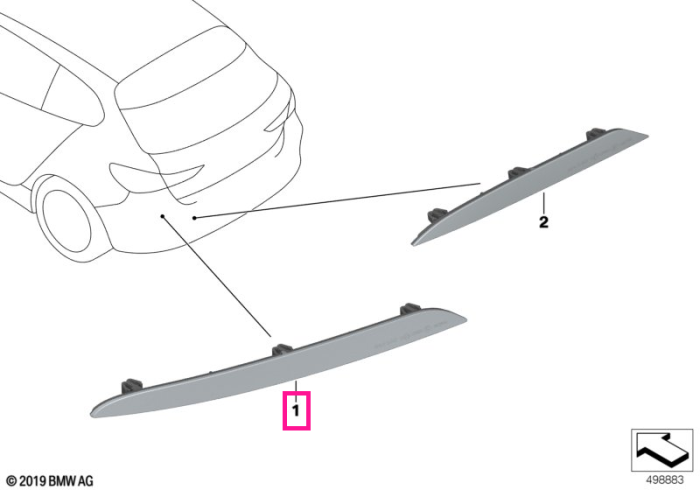 Ornament reflectorizant, spate, stanga - BMW Seria 1 F40