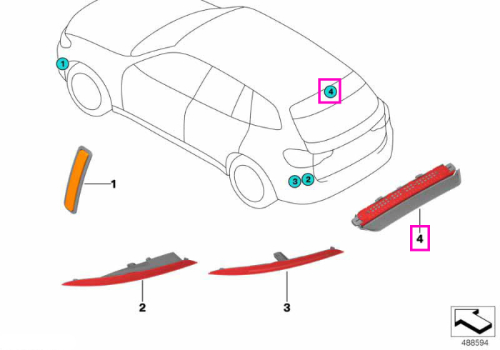  Lampa stop aditionala - BMW X4 G02 F98 M - fara luneta cu protectie solara	