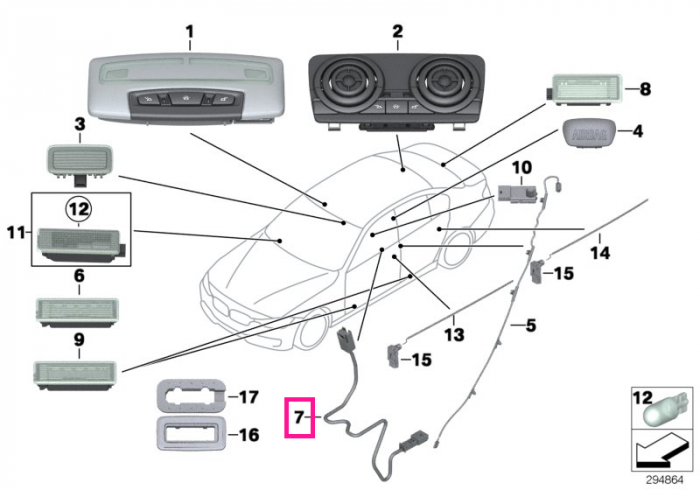 Modul LED cotiera - BMW Seria 3 F30 F31 F34 F35 F80M3, Seria 4 F32 F33 F36 F82M4 F83M4