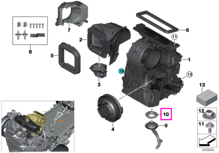 Garnitura tub scurgere condens unitate aer conditionat - BMW Seria 1 F40 F52, Seria 2 F44 F45 F46 U06, X1 F48 F49 U11 U12, X2 F39 - Mini Cabrio F57, Clubman F54, Countryman F60, F55, F56