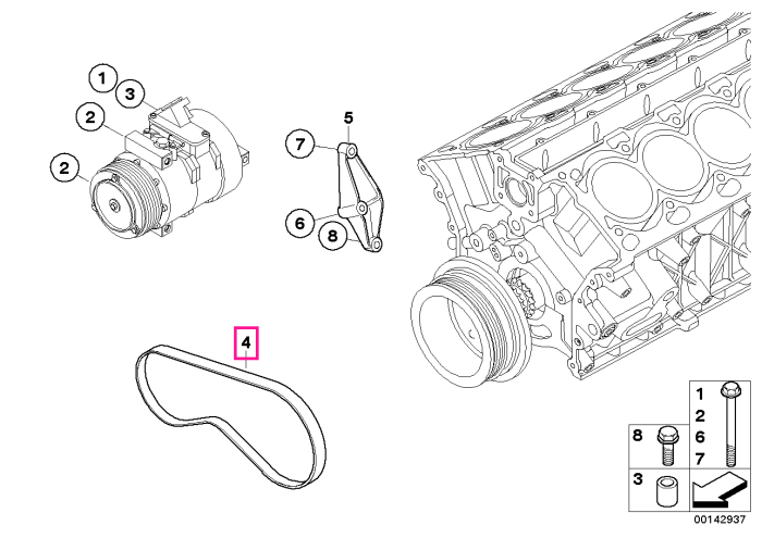 Curea transmisie compresor sistem climatizare (5PK X 916) - BMW Seria 7 E65