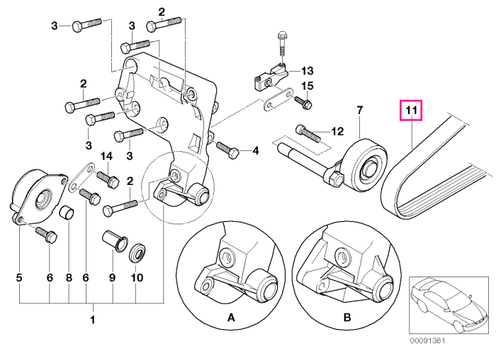 Curea transmisie compresor sistem climatizare (5PK X 810) - BMW Seria 3 E46, Seria 5 E39, Seria 7 E38, X5 E53