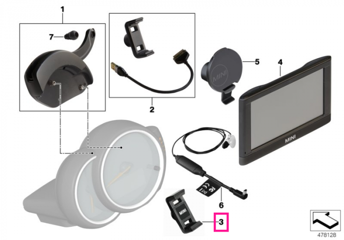 Sistem fixare telefon Mini "Click & Drive" - Mini Cabrio F57, Clubman F54, Countryman F60, F55, F56