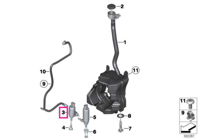 Pompa dubla lichid parbriz - BMW Seria 1, Seria 2, Seria 3, Seria 5, i3 I01, iX3 G08, X1 F48 F49, X2 F39, X3 G01 G08 F97 M, X4 F98 M, X5 F15 G05 F85 F95 M, X6 G06 F96 M, X7 G07 - Mini Clubman F54, Countryman F60 R60, Paceman R61, F55, F56