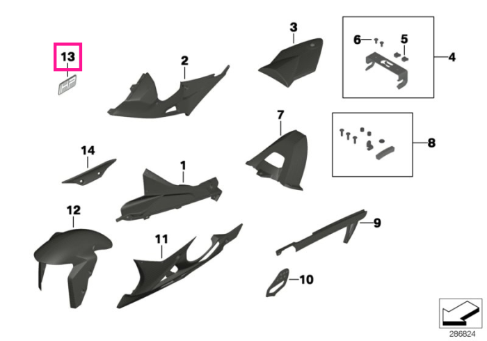 Emblema "HP", 9mm - BMW Motorrad K25 (HP), K25 (R 1200 GS), K26 (R 900 RT, R 1200 RT), K27 (R 1200 R), K28 (R 1200 ST), K29 (R 1200 S, HP2 Sport), K40 (K 1200 S, K 1300 S), K42 (HP4), K43 (K 1200 R, Sport, K 1300 R), K46 (S 1000 RR)