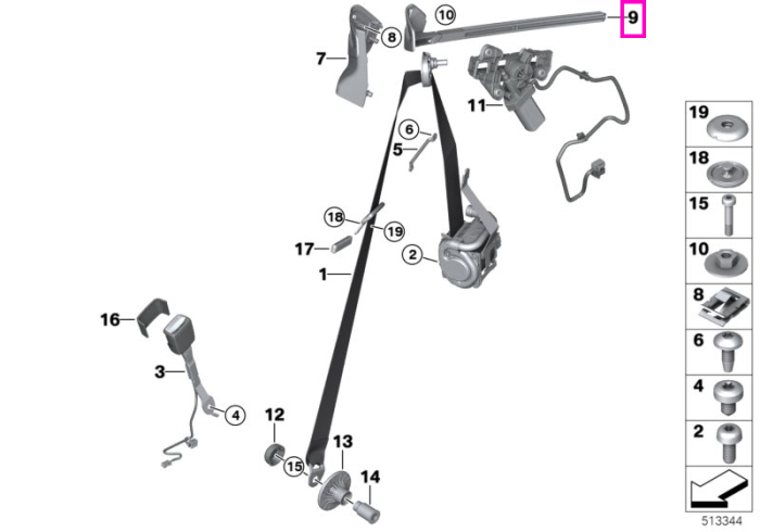 Mecanism predare centura siguranta, stanga - BMW Seria 4 G22 G82 M4