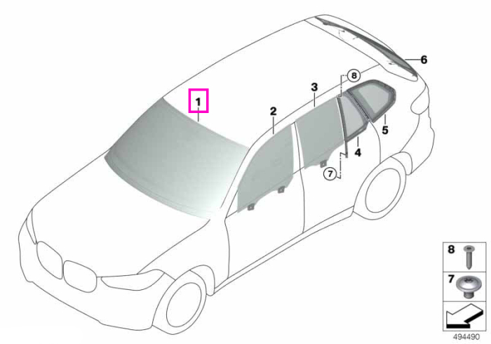 Parbriz tenta verde, pre-echipare senzori ploaie/lumina/ceata, ADCAM - BMW X5 G05, X7 G07 - cu asistenta